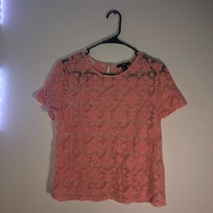 Pink Mesh Top w/ Tribal Detail